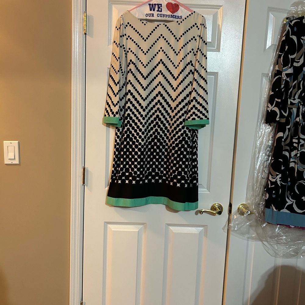 Eliza J Cream and Black Polka Dot Dress